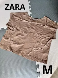 ZARA WOMAN BASIC Tシャツ ショート丈 カットソー ベージュ Mのサムネイル