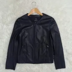 極美品✨23区 ノーカラー レザージャケット 羊革 ブラック 黒 Sサイズ 36のサムネイル