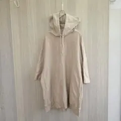 ジーユー ミニワンピース トレーナー フーディー 半袖 グレー Lサイズ