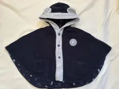 familiarネイビーのフード付きベビーポンチョ