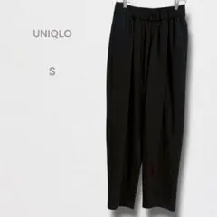 ユニクロ ギャザーパンツ ワイドパンツ イージー ウエストゴム ブラック S