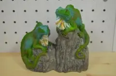 ★美品★イグアナ置物 双頭タイプ オブジェ 立体リアル装飾