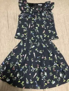 フラワープリント ネイビー セットアップ