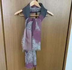 花柄フリンジ付き大判ストール