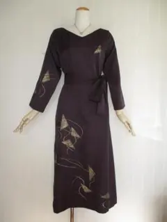 M～Ｌサイズ　訪問着からの着物リメイクドレスです