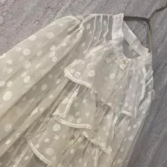 美品 アンティークレース たっぷりギャザー ふんわり コットンブラウス 