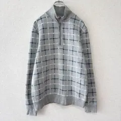 NAUTICA ハーフジップスウェット チェック柄 刺繍 メンズ M 576