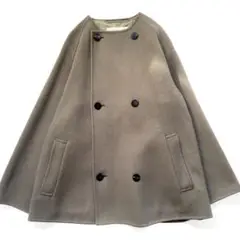 1035y 美品 ギャルリーヴィー　ウールダブルフェイス ノーカラー コート 1035y 美品 ギャルリーヴィー ウールダブルフェイス ノーカラー