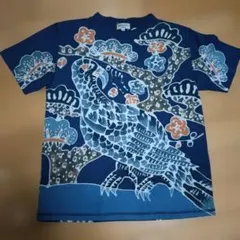 備中倉敷工房 倉 エターナル 藍染総柄半袖Tシャツ 　和柄　インディゴのサムネイル