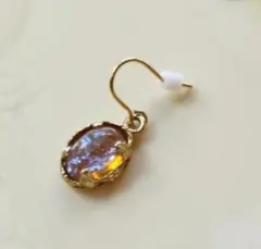 ビンテージドラゴンズブレス片耳ピアス★ステンレスフックメキシカンオパールオーバル