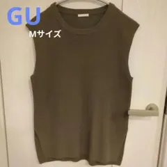 GU ジーユー フレンチスリーブセーター M カーキ サマーニット