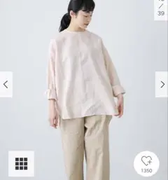 かぐれ　リネンクルーネックプルオーバー　ピンク