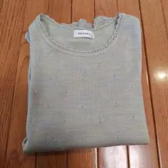 ＤＥＣＯＲＯ（Ｌ） 透かし編み半袖カットソー 薄めのグリーン