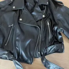 レディース ブラック ライダースジャケット 合成皮革