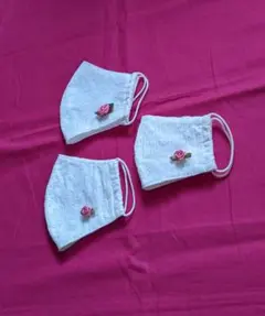 ★お洒落マスク*綿レース 立体布マスク3枚セット*ママとお揃い*新品★