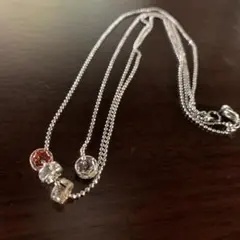 三色リング2連ペンダントネックレス