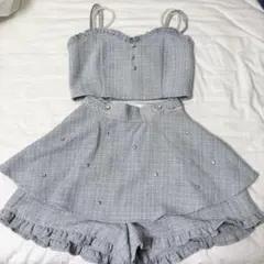 【Ank Rouge】 ツイード ビスチェ スカパン セットアップ 水色