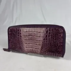 5049 極美品 本クロコ クロコダイル ラウンドファスナー 長財布 