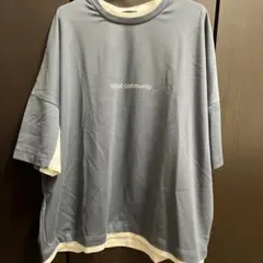 レイヤード風 オーバーサイズTシャツ ブルーのサムネイル