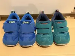 asics 13.0cm SUKU2 2足セット 青 緑 ベルクロタイプ