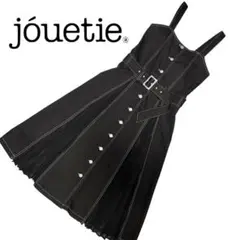 jouetie デニムスイッチジャンスカ 黒 プリーツ サロペット ワンピース