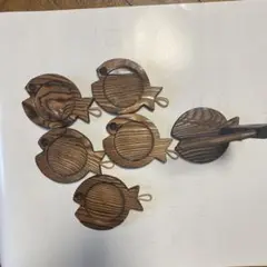 木製魚型コースター5個セット