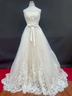 特別セール T-401-27中古ウエディングドレス☆クリーム系⭐︎5-7T
