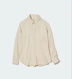 UNIQLO レーヨンプリントブラウス（ドット・長袖） XL
