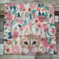 猫　クッションカバー　花柄　フラワー　ねこ　ネコ　リバティ　北欧　座布団　グッズ
