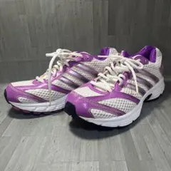 adidas ランニングシューズ 23cm メッシュ パープル×ホワイト