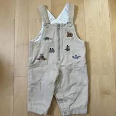 刺繍ベージュオーバーオール F70-80