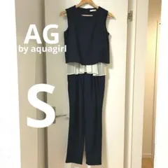 【美品】ＡＧ　パンツドレス オールインワン ブラック フリル 入学式 結婚式