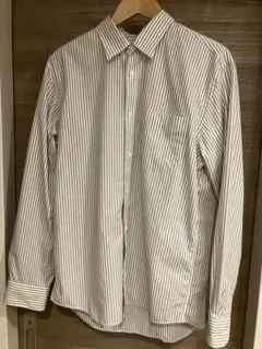 無印良品 シワになりにくい長袖シャツ紳士 ・ベージュストライプ Lサイズ