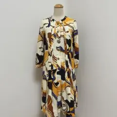 長袖シャツワンピース　柄ワンピース　レトロ　昭和レトロ　ヴィンテージ　ワンピース