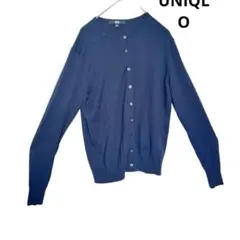 ユニクロ エクストラファインメリノクルーネックカーディガン 濃紺 Lサイズ　春