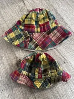 エックスガール　 チェック柄・親子でお揃いハット 2点セット