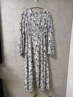 FRAY I.D 花柄ロングワンピース Vネック 長袖 ウエストゴム　美品