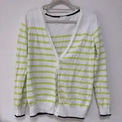 GU ボーダーVネック カーディガン　L