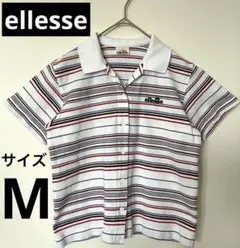 b31.エレッセ　ポロシャツ半袖　ボーダー　カジュアル　M