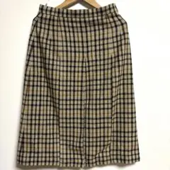 ダックス チェック スカート ベージュ ブラウン ブラック M ウール