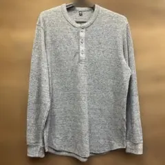 ワッフルヘンリーネック　霜降りグレー　UNIQLO 長袖　L