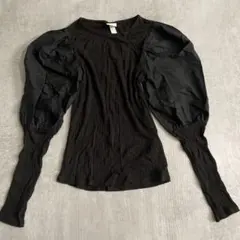お値下げ‼︎H&M パフショル長袖リブカットソー XS 黒