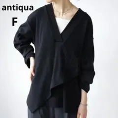 完売品 antiqua アンティカ フリー レイヤード リブトップス ブラック