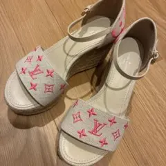 Louis Vuitton ウェッジソールサンダル ベージュ・ピンク