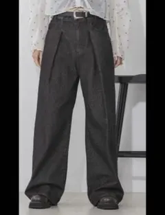 JEANASIS タックデニムパンツ　Sサイズ ブラック系その他