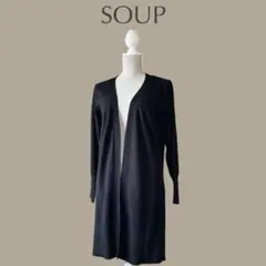 【SOUP ワールド】9 M　ブラック(黒)　ロングカーディガン　羽織　トップスのサムネイル