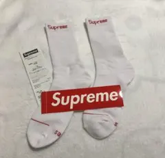 1足　Supreme ホワイト　hanes シュプリーム　クルーソックス 新品