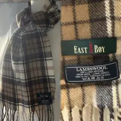 美品✨イーストボーイ　ラムウール　チェック　マフラー　ストール　ピンク　ブラウン