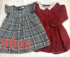 SLAPSLIP ジャンパースカート 小花柄 ワンピース 赤 90㎝ 子ども服