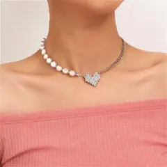 【新品未使用】PEARL AND HEART NECKLACE/CHOKER